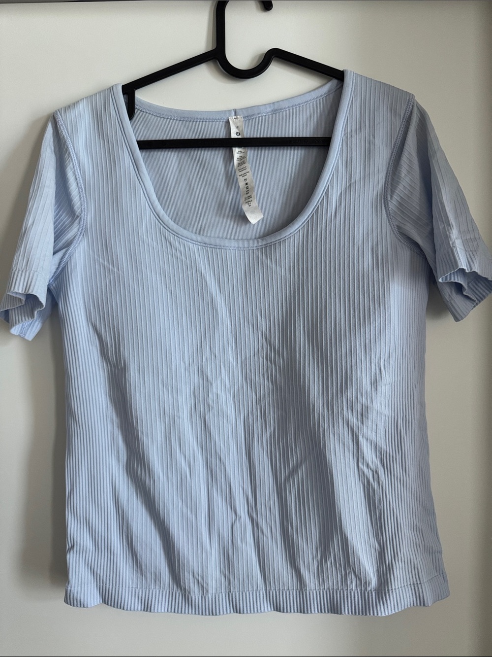 Light Blue Lululemon Ribbed Scoop Neck Bra Top